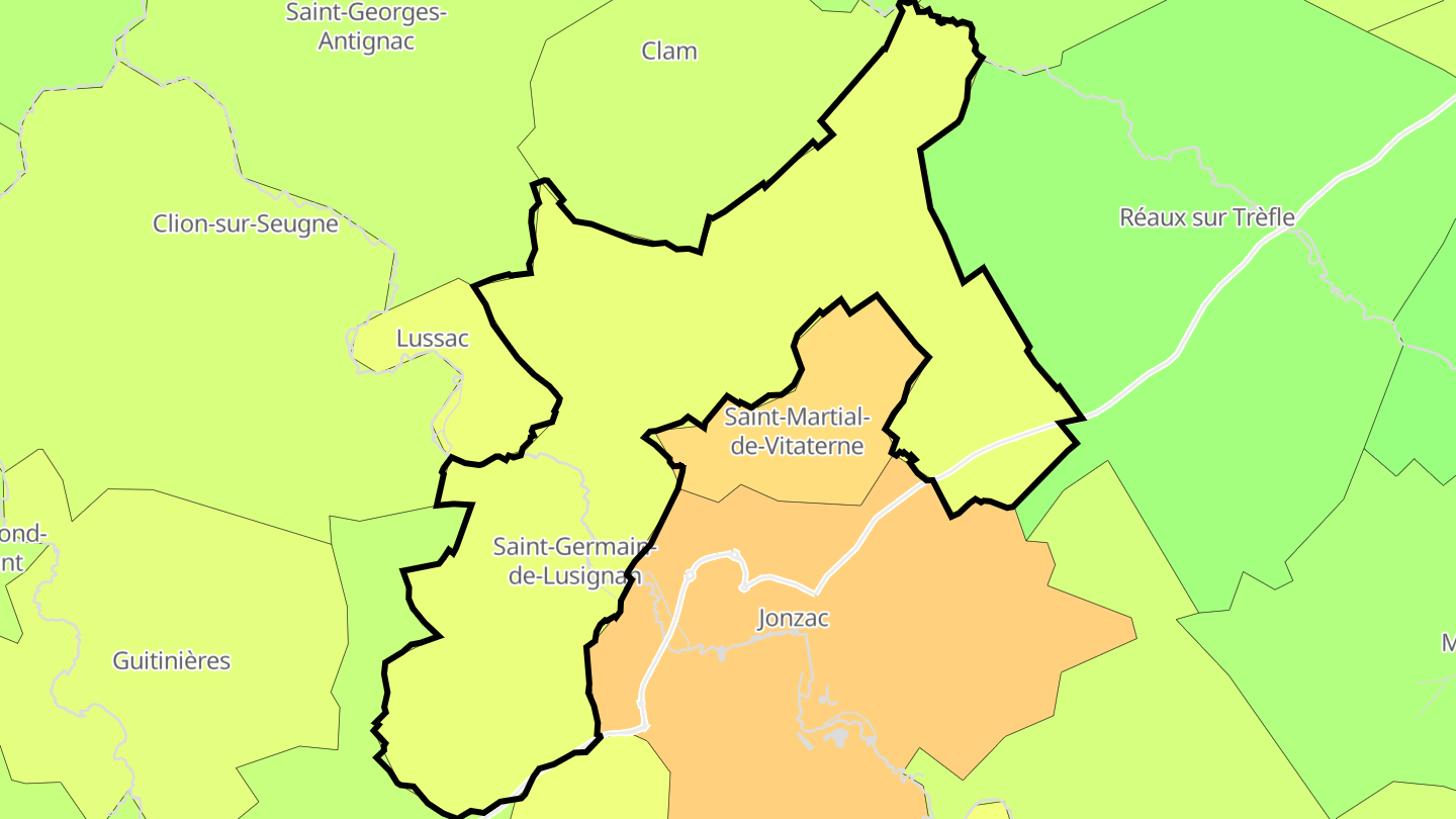 Carte des prix de l'immobilier Saint-Germain-de-Lusignan