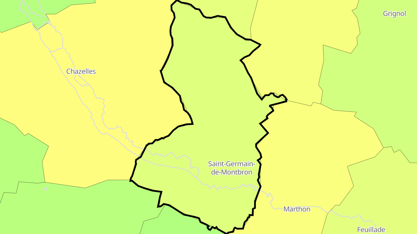 Carte des prix de l'immobilier Saint-Germain-de-Montbron