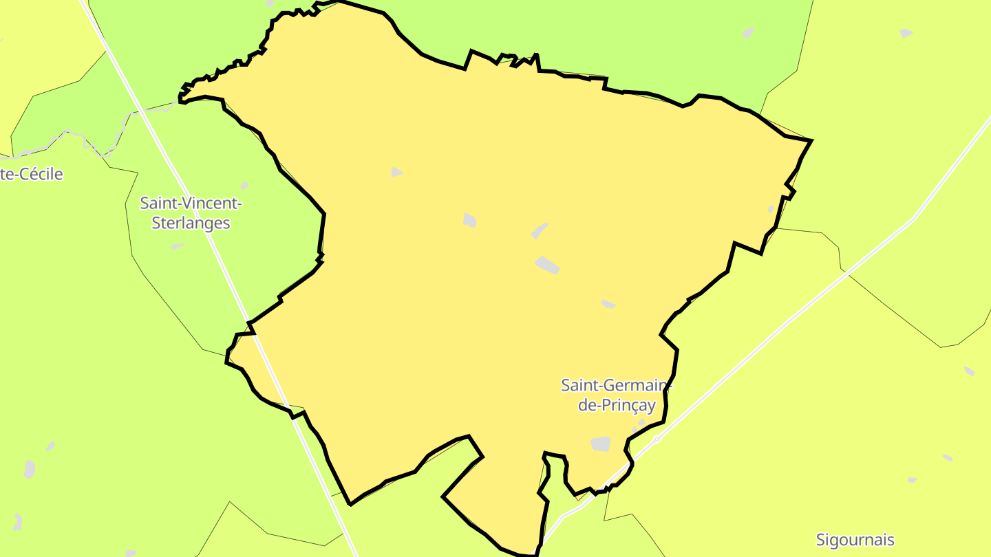 Carte des prix de l'immobilier Saint-Germain-de-Prinçay