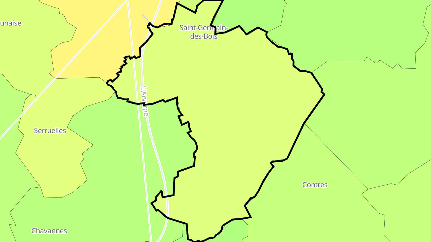 Carte des prix de l'immobilier Saint-Germain-des-Bois