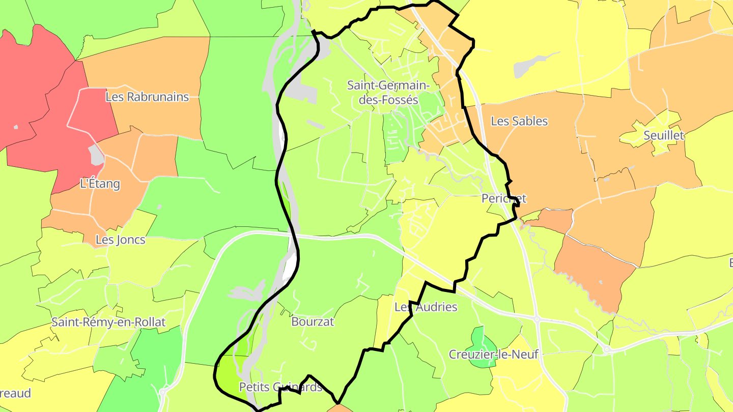 Carte des prix de l'immobilier Saint-Germain-des-Fossés