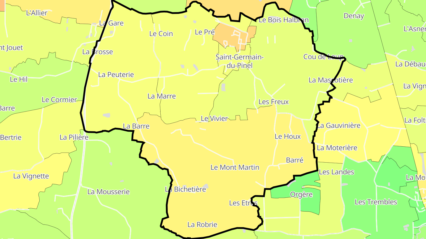 Carte des prix de l'immobilier Saint-Germain-du-Pinel