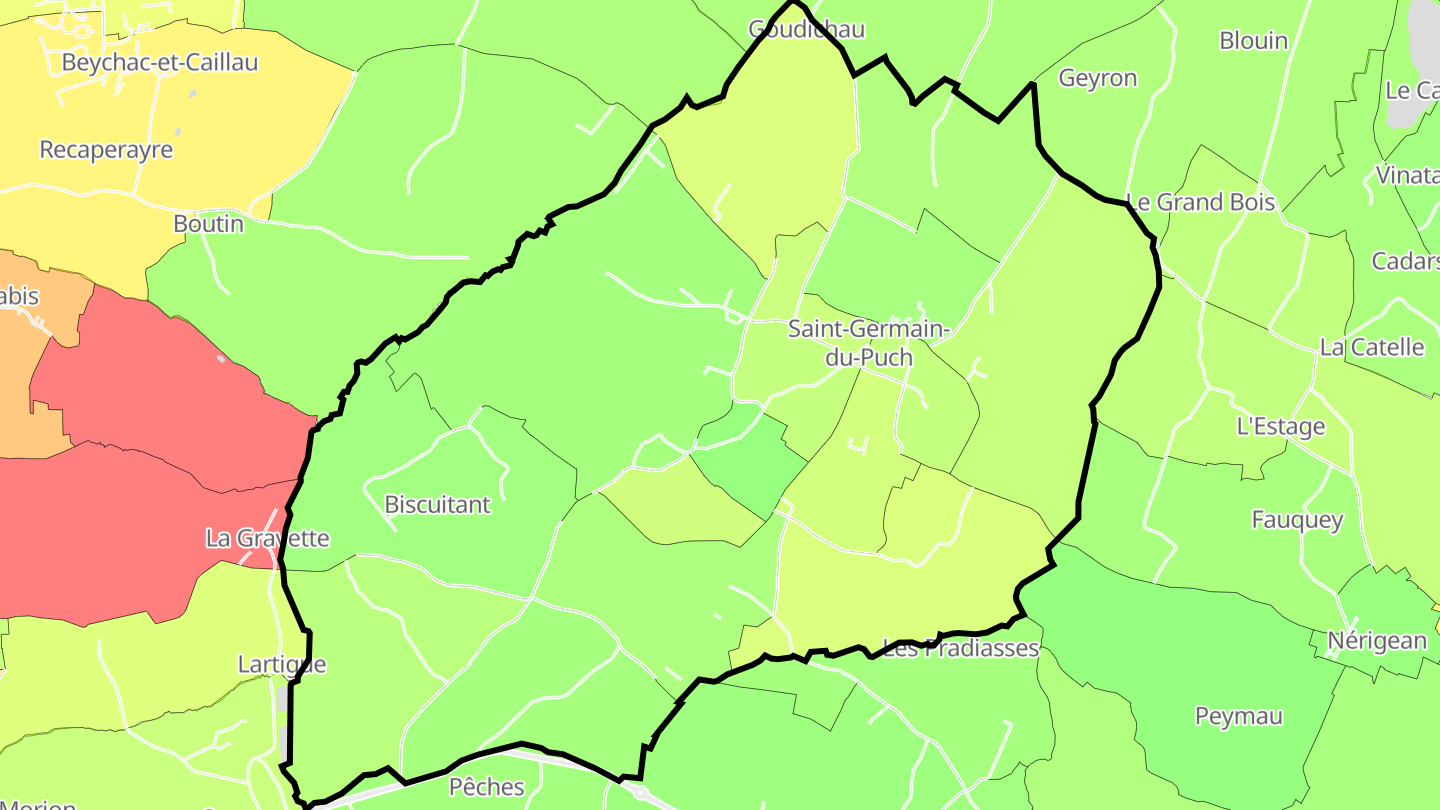 Carte des prix de l'immobilier Saint-Germain-du-Puch