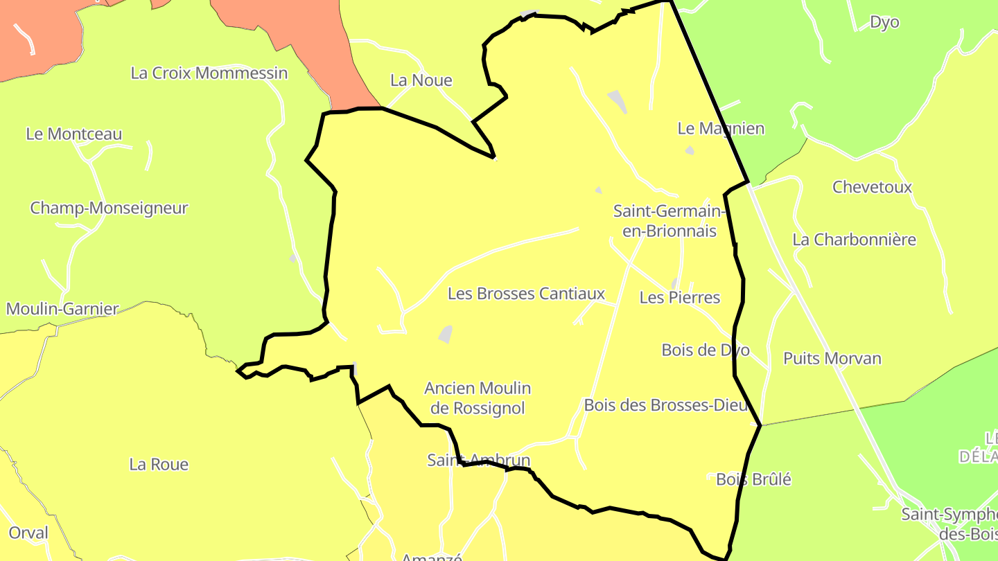 Carte des prix de l'immobilier Saint-Germain-en-Brionnais