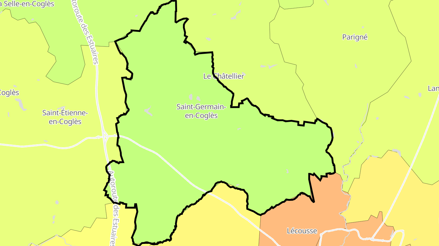 Carte des prix de l'immobilier Saint-Germain-en-Coglès