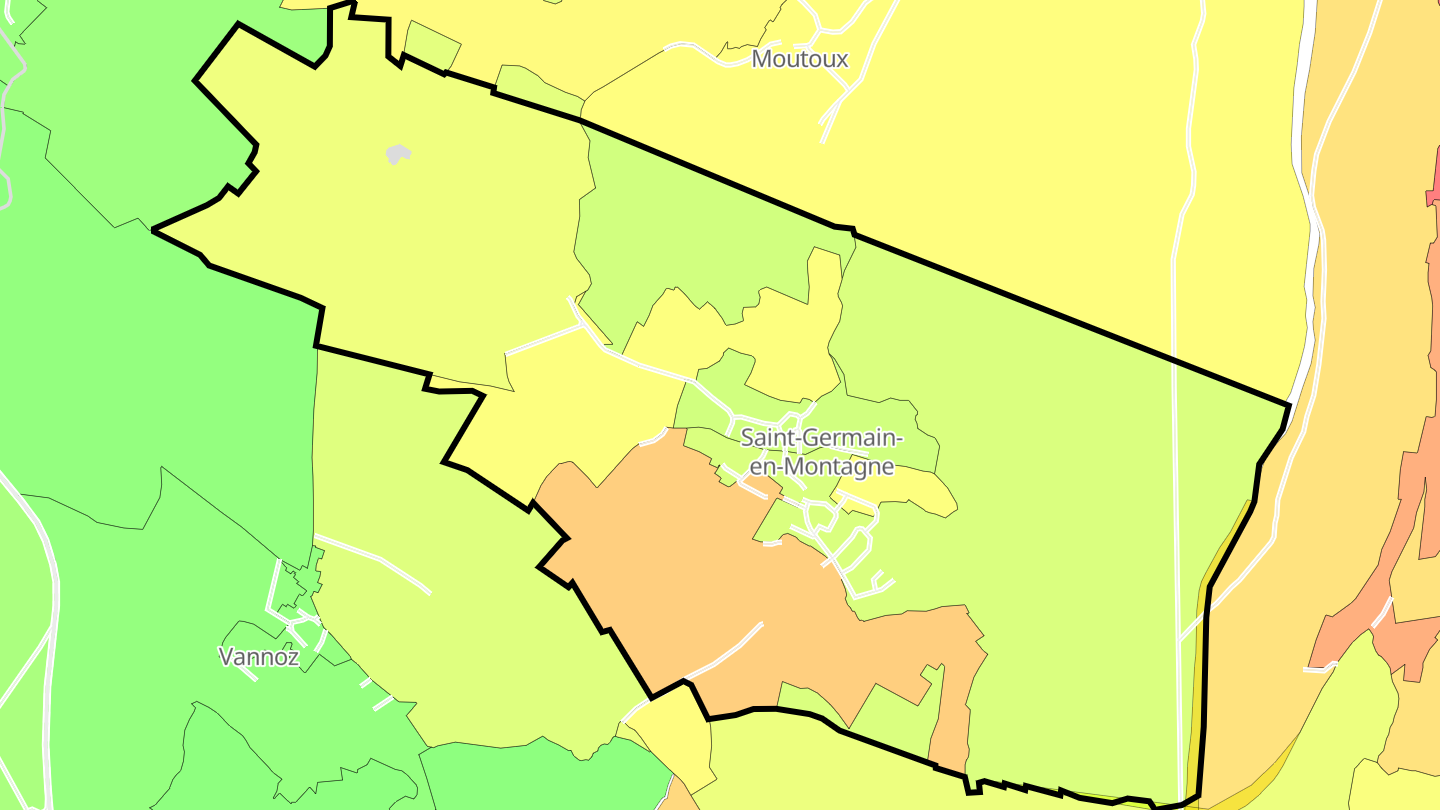 Carte des prix de l'immobilier Saint-Germain-en-Montagne