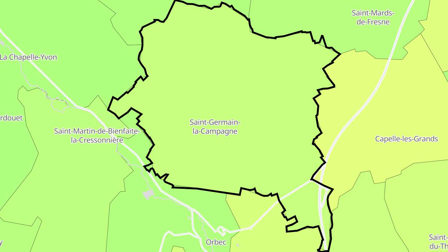 Carte des prix de l'immobilier Saint-Germain-la-Campagne