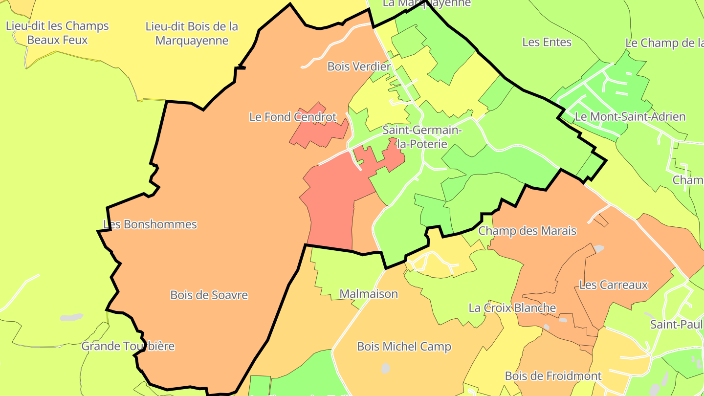 Carte des prix de l'immobilier Saint-Germain-la-Poterie