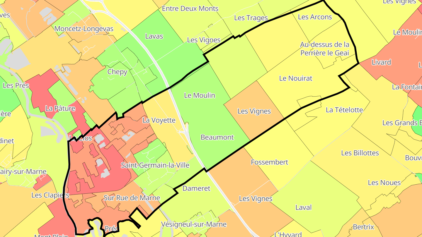 Carte des prix de l'immobilier Saint-Germain-la-Ville
