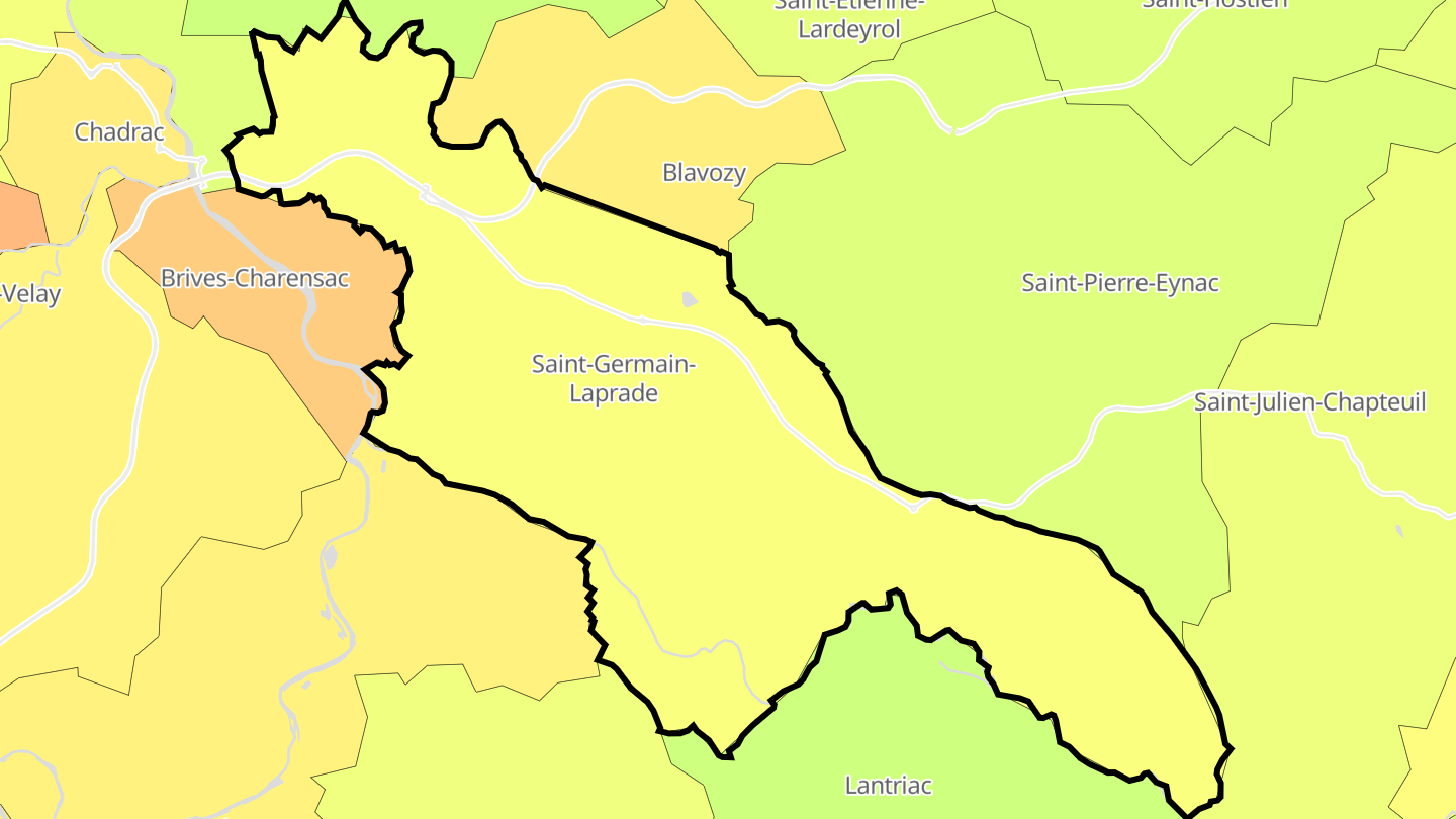 Carte des prix de l'immobilier Saint-Germain-Laprade
