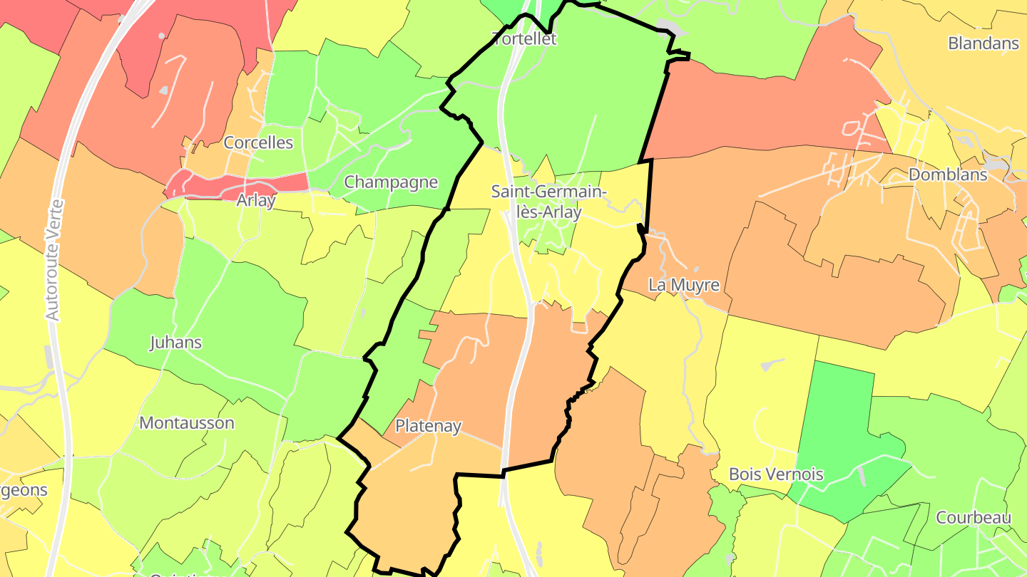 Carte des prix de l'immobilier Saint-Germain-lès-Arlay