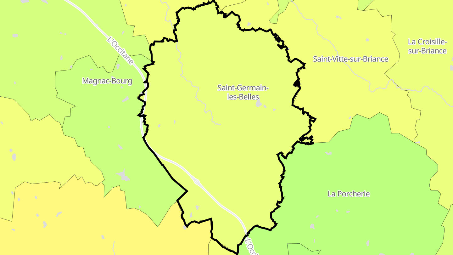 Carte des prix de l'immobilier Saint-Germain-les-Belles