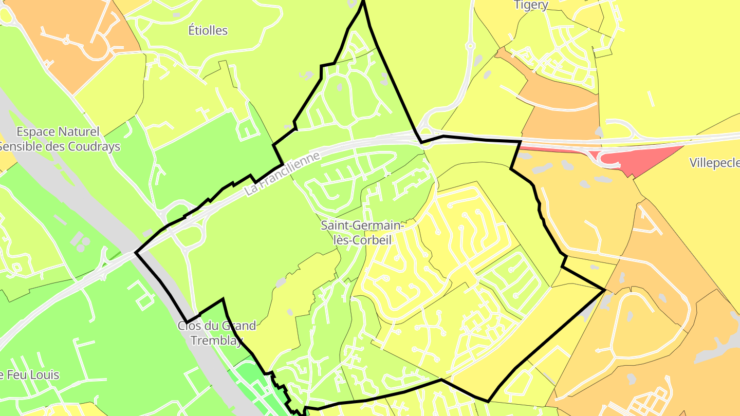 Carte des prix de l'immobilier Saint-Germain-lès-Corbeil