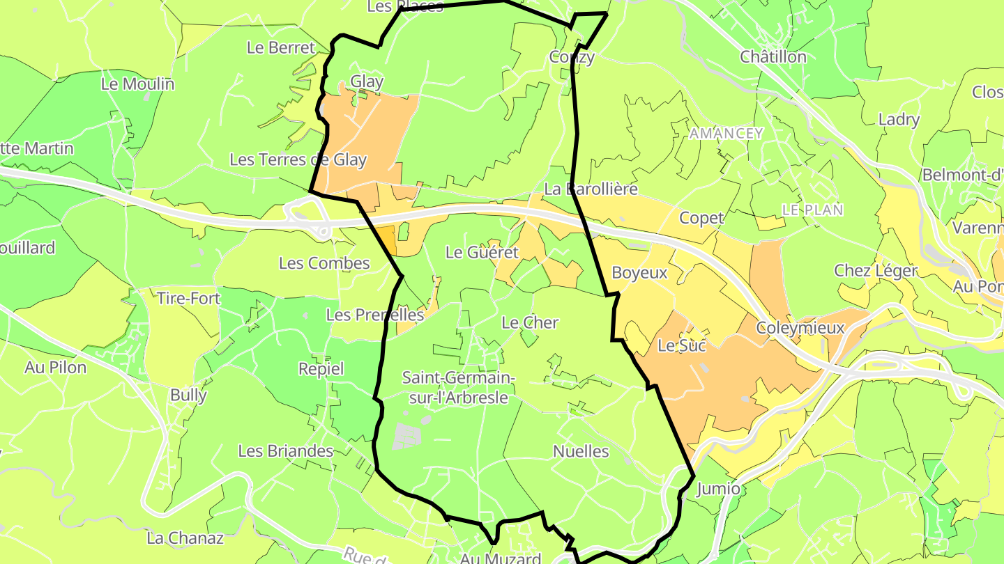 Carte des prix de l'immobilier Saint-Germain-Nuelles