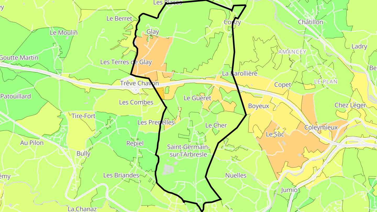 Carte des prix de l'immobilier Saint-Germain-sur-l'Arbresle