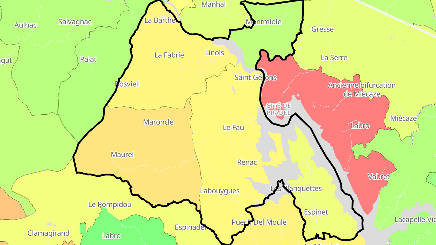 Carte des prix de l'immobilier Saint-Gérons
