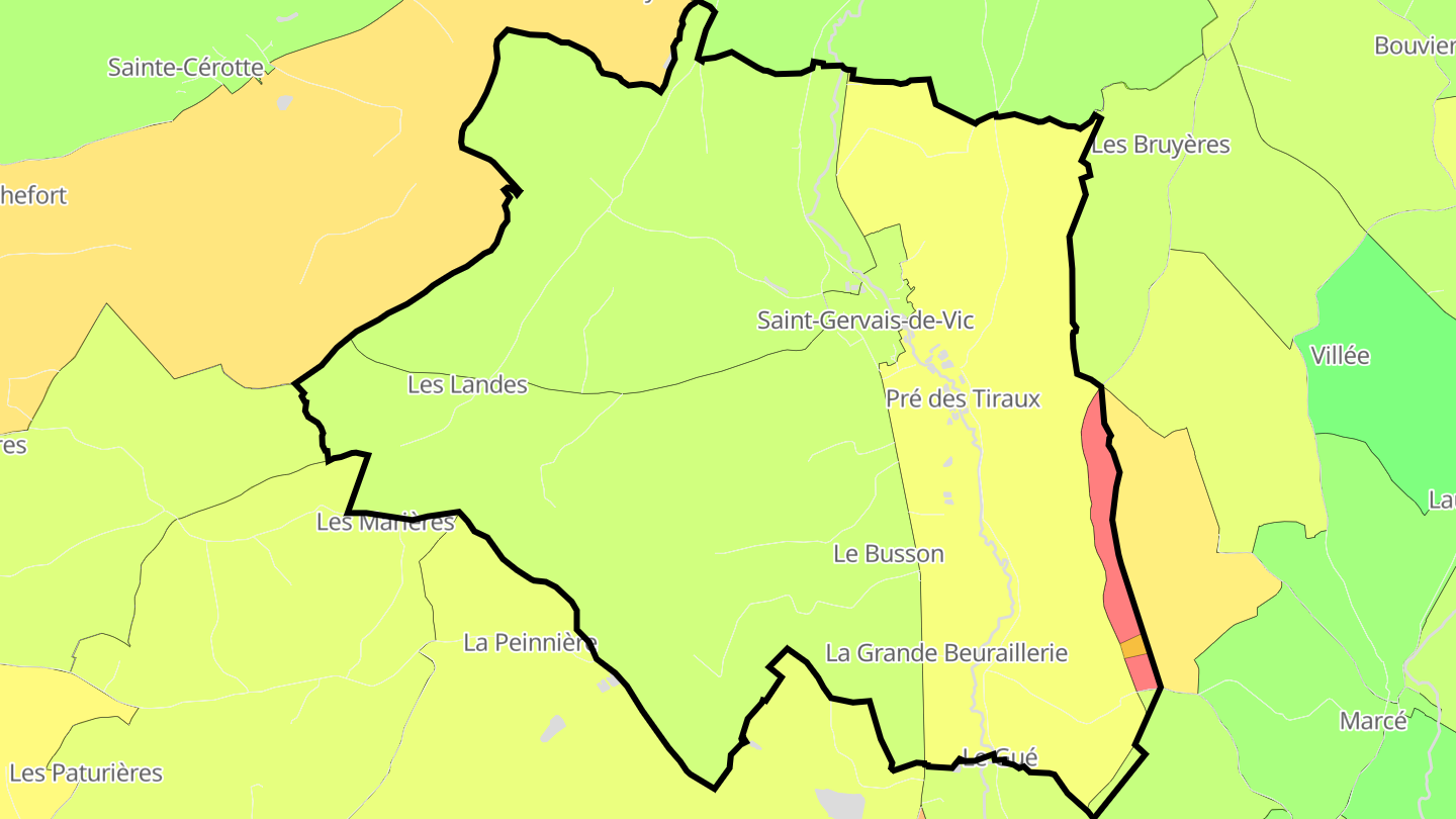 Carte des prix de l'immobilier Saint-Gervais-de-Vic