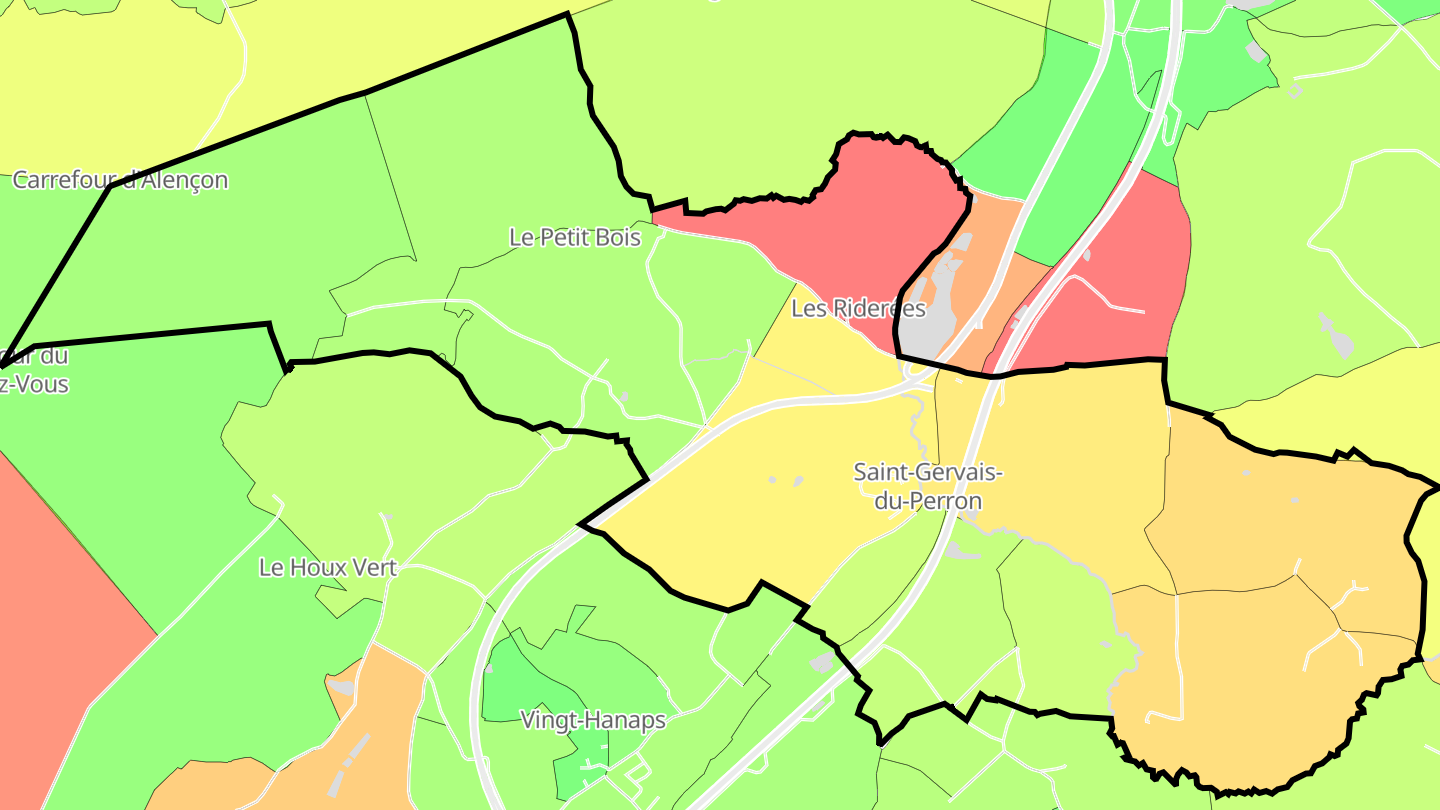 Carte des prix de l'immobilier Saint-Gervais-du-Perron