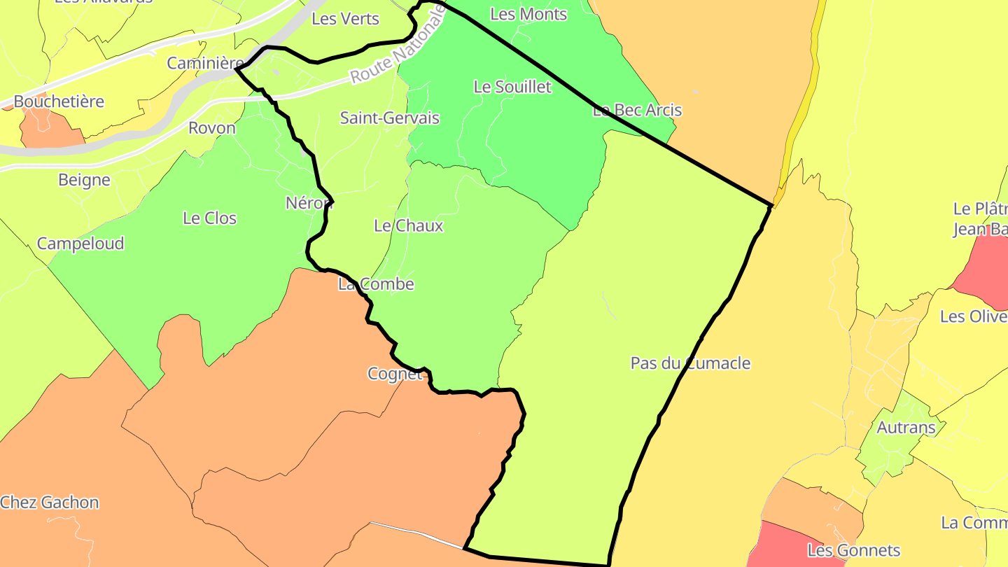 Carte des prix de l'immobilier Saint-Gervais