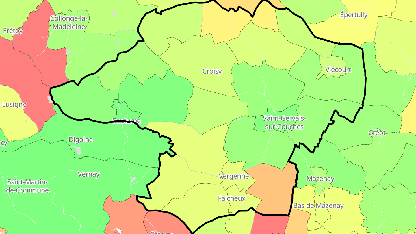 Carte des prix de l'immobilier Saint-Gervais-sur-Couches