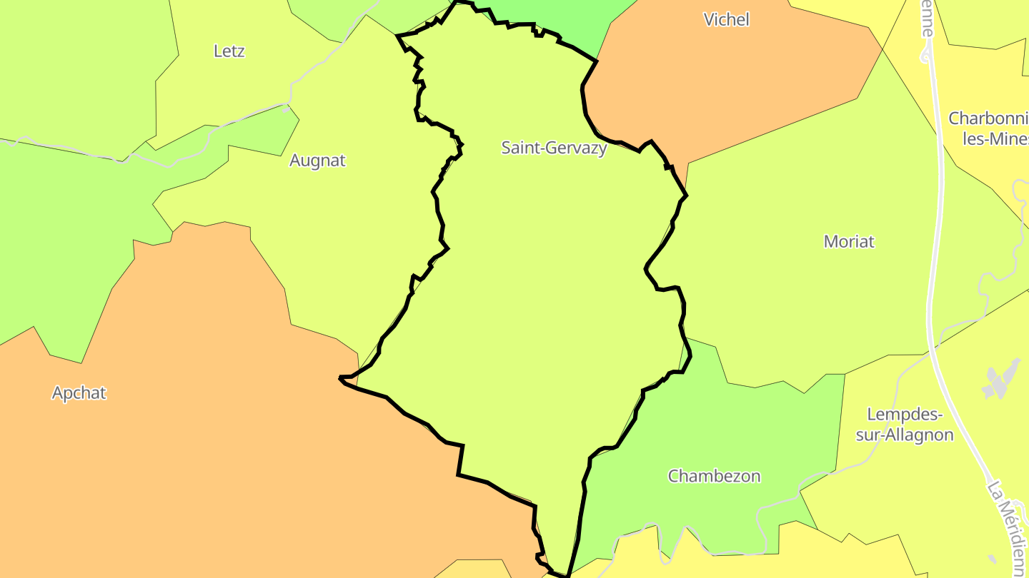 Carte des prix de l'immobilier Saint-Gervazy