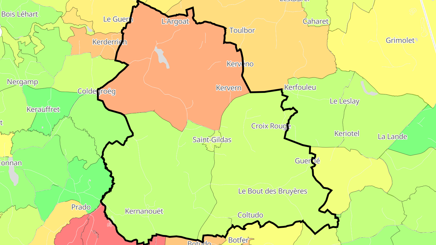 Carte des prix de l'immobilier Saint-Gildas