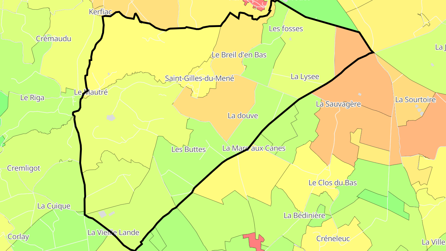 Carte des prix de l'immobilier Saint-Gilles-du-Mené