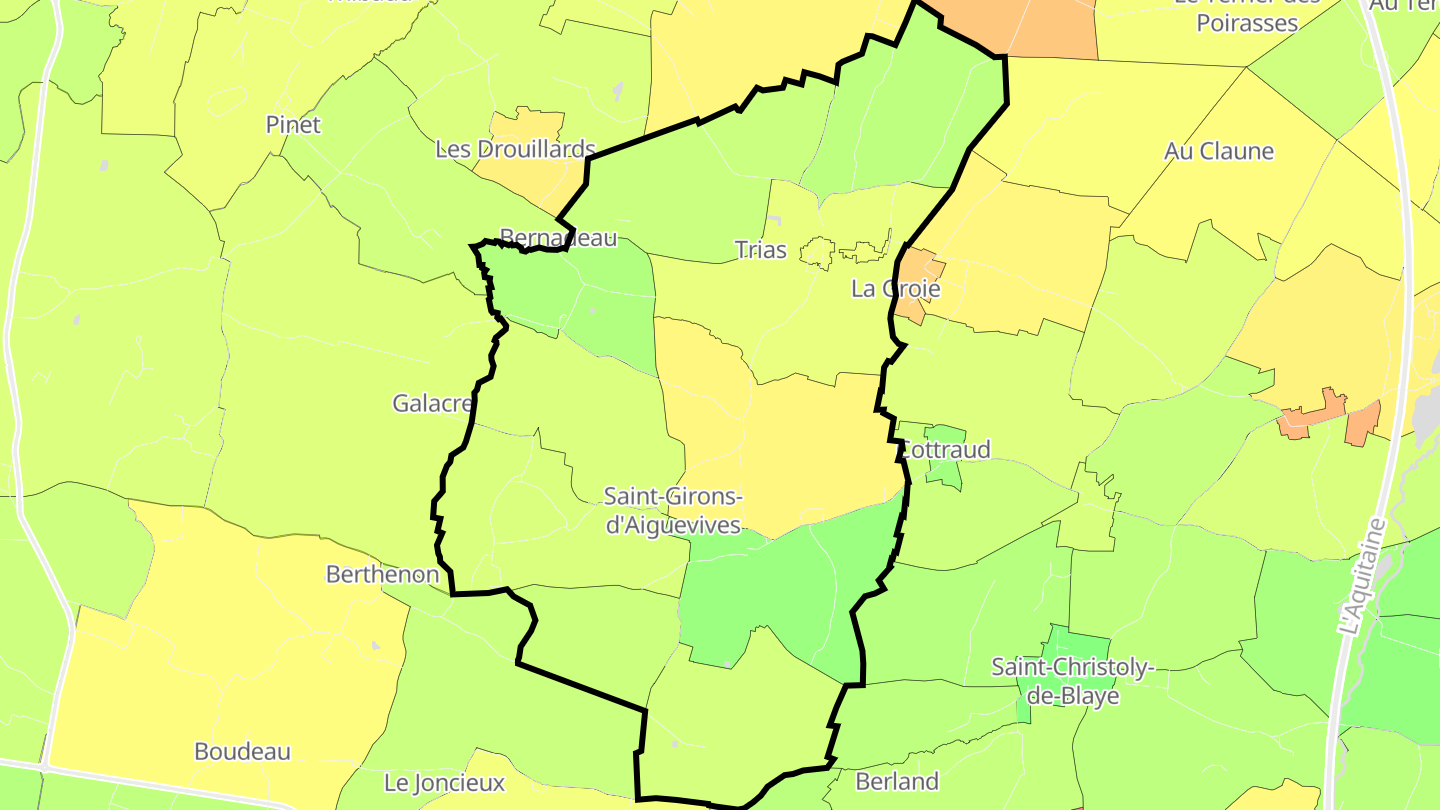 Carte des prix de l'immobilier Saint-Girons-d'Aiguevives