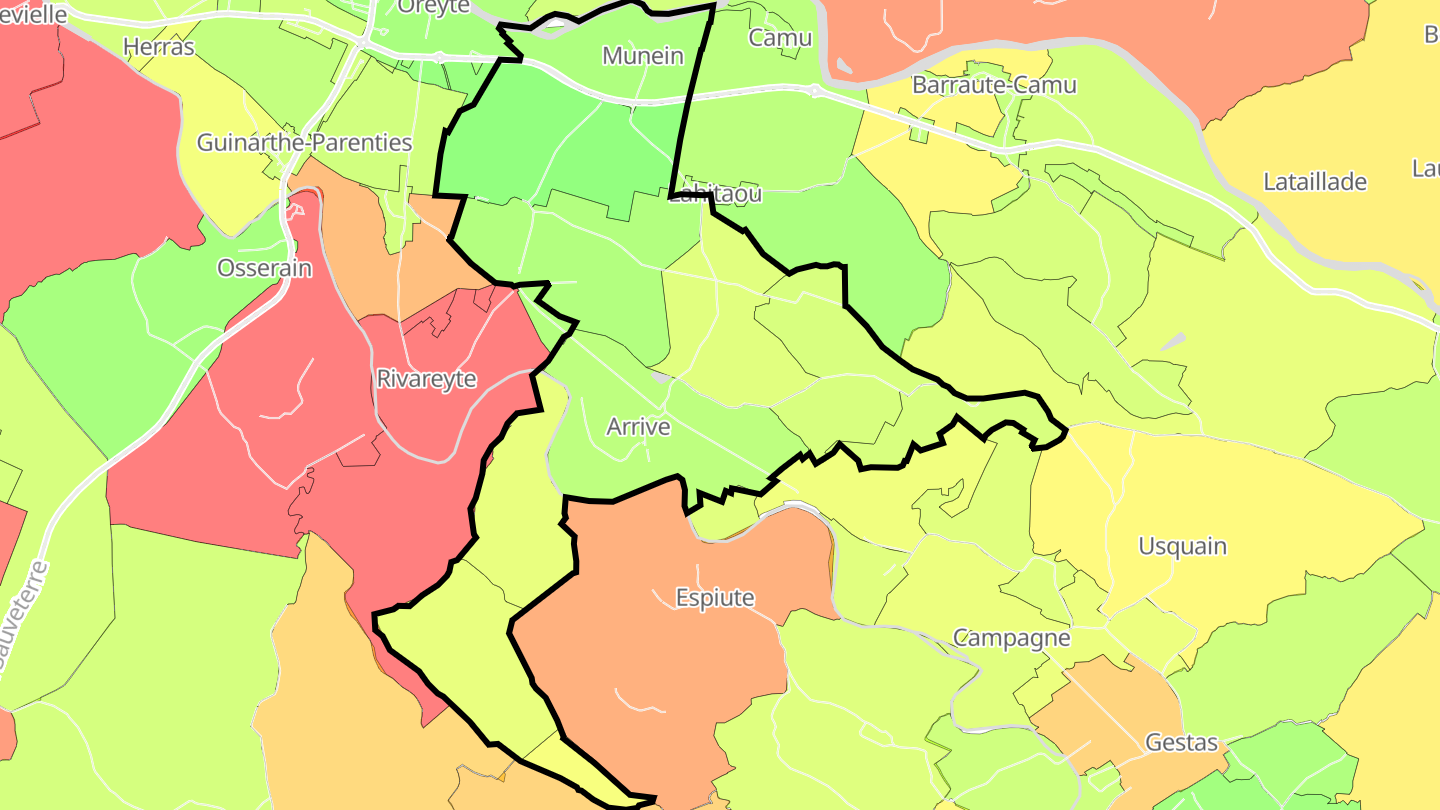 Carte des prix de l'immobilier Saint-Gladie-Arrive-Munein