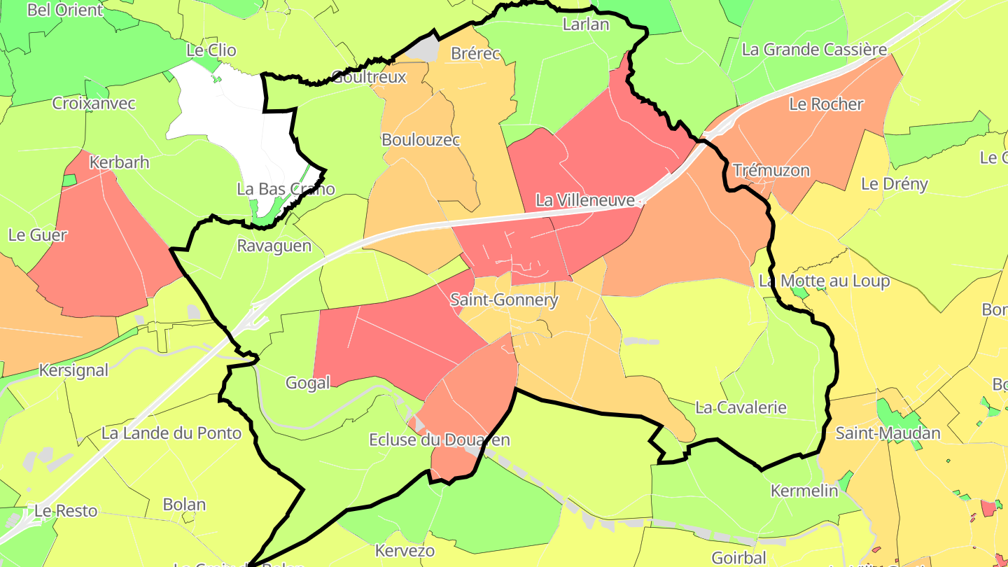 Carte des prix de l'immobilier Saint-Gonnery