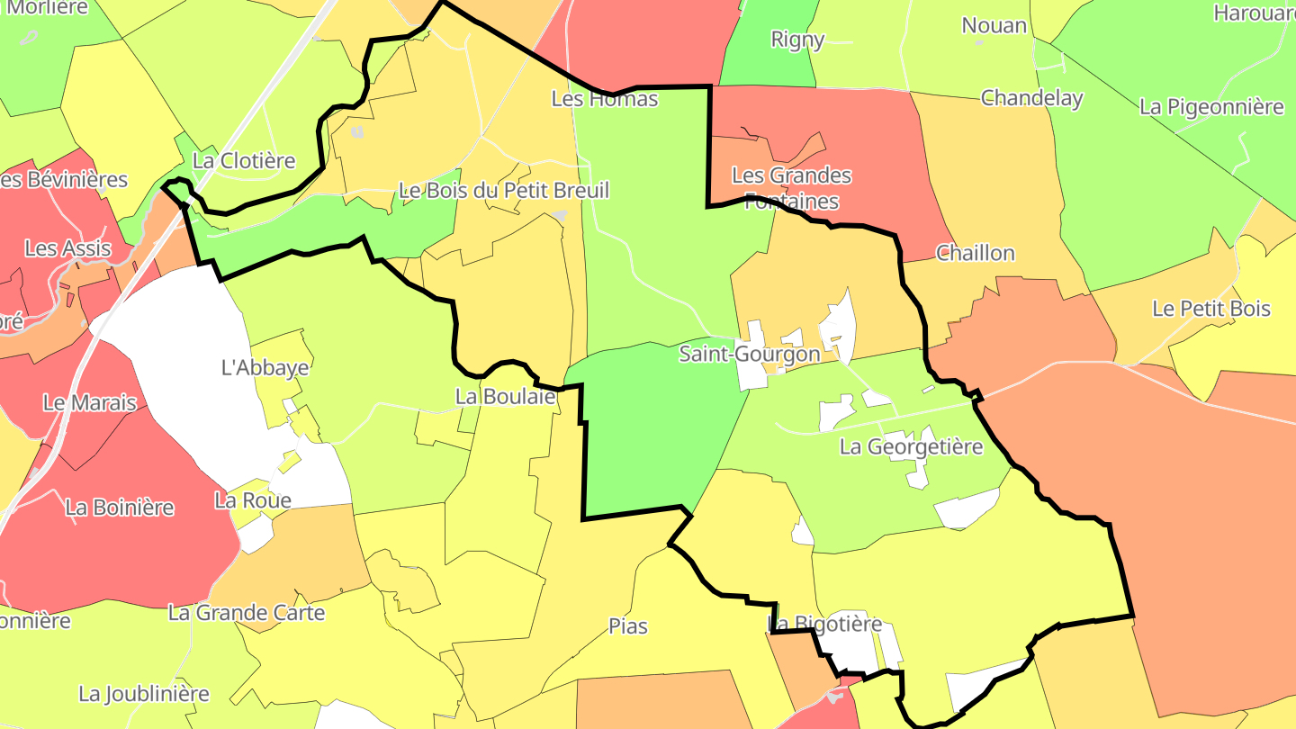 Carte des prix de l'immobilier Saint-Gourgon