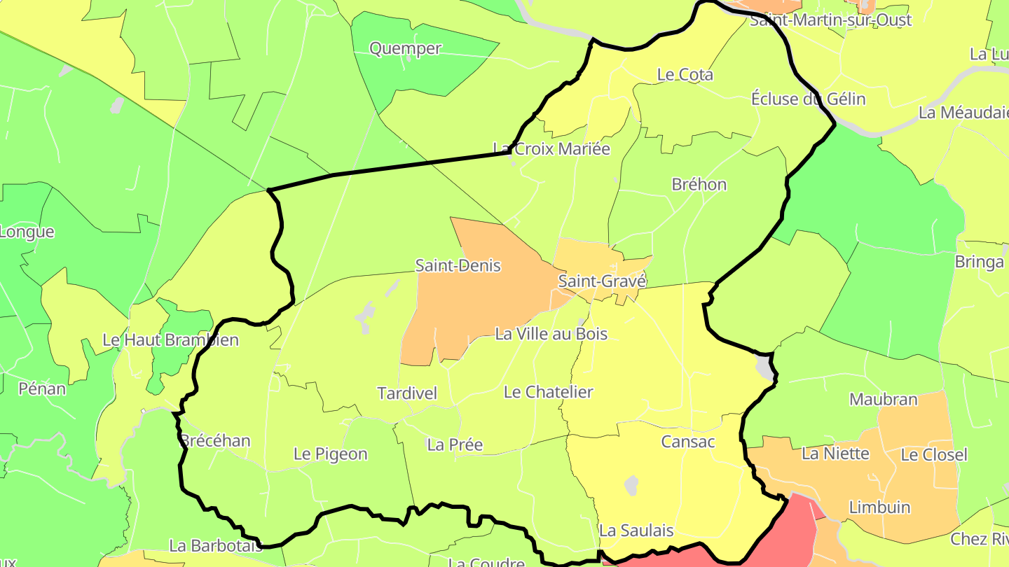 Carte des prix de l'immobilier Saint-Gravé