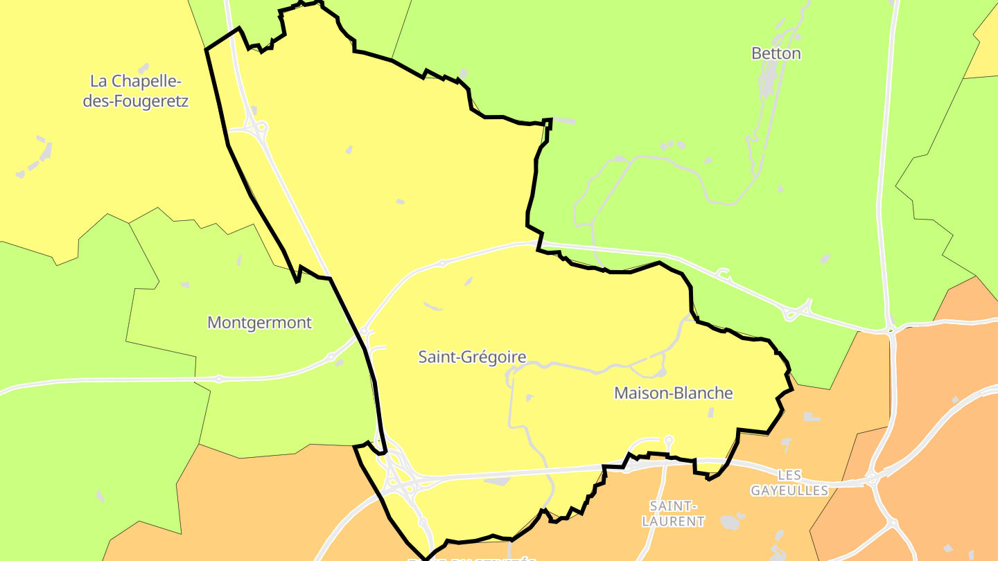 Carte des prix de l'immobilier Saint-Grégoire