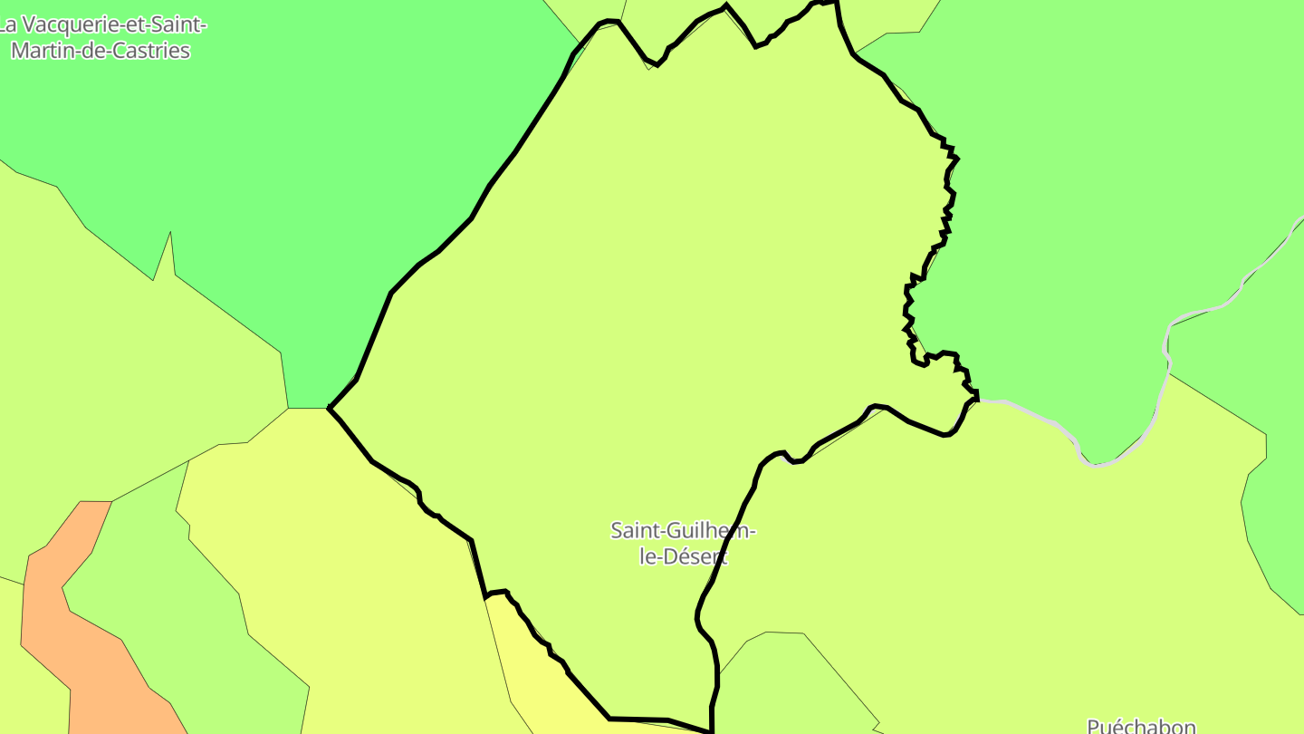 Carte des prix de l'immobilier Saint-Guilhem-le-Désert