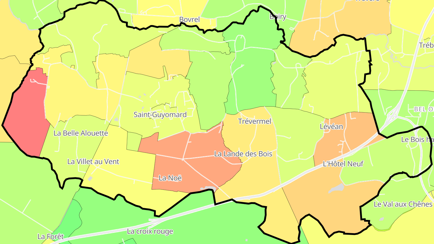 Carte des prix de l'immobilier Saint-Guyomard