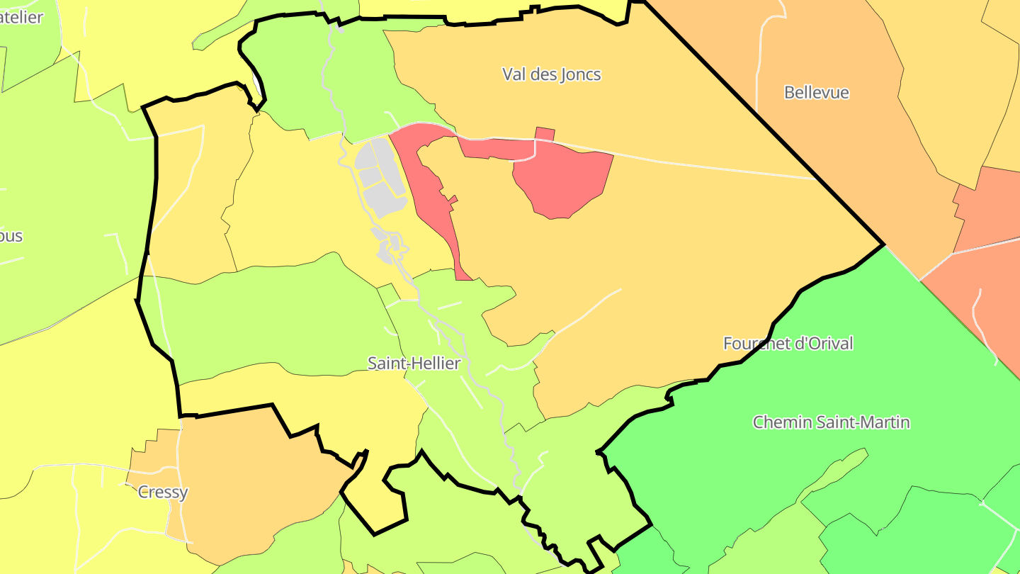 Carte des prix de l'immobilier Saint-Hellier