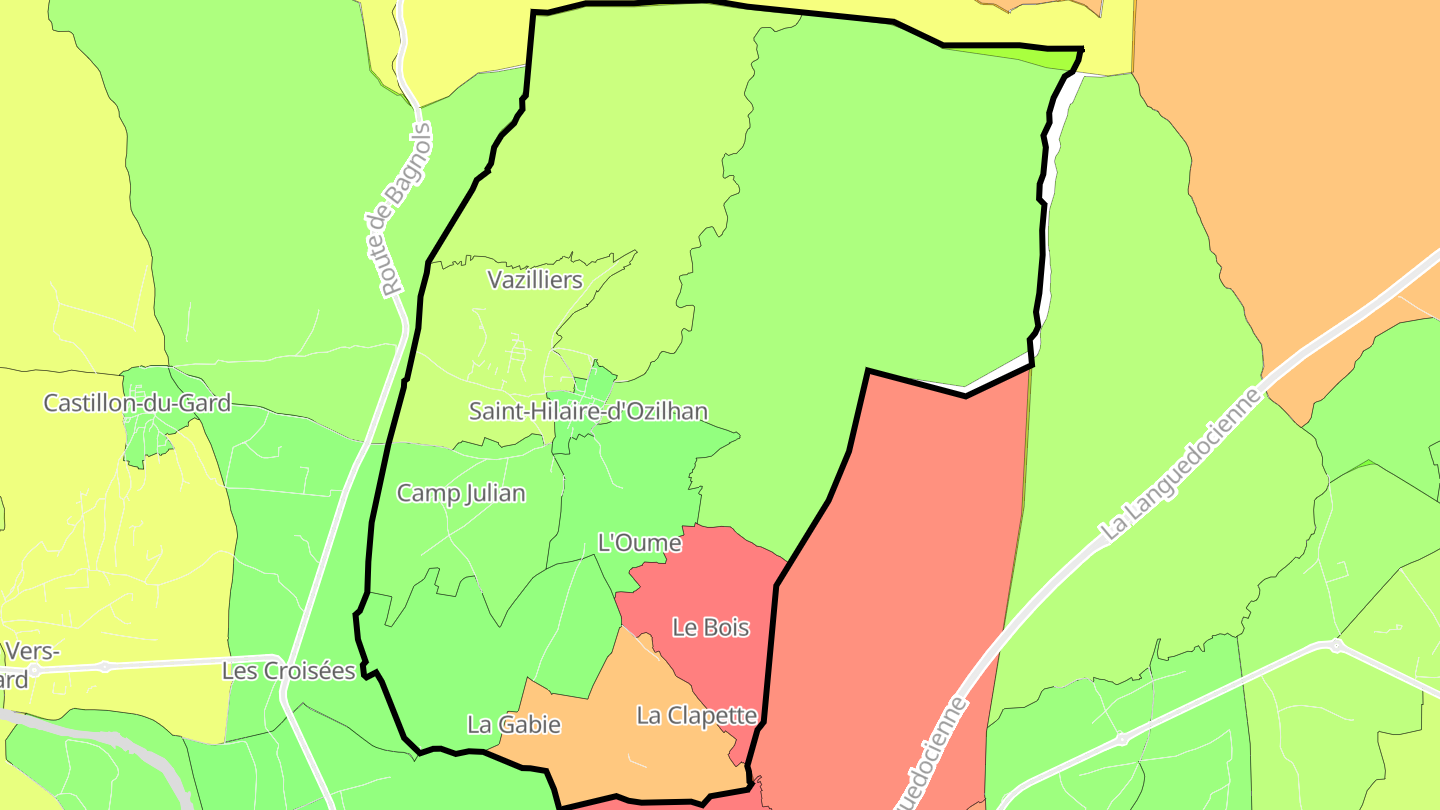 Carte des prix de l'immobilier Saint-Hilaire-d'Ozilhan