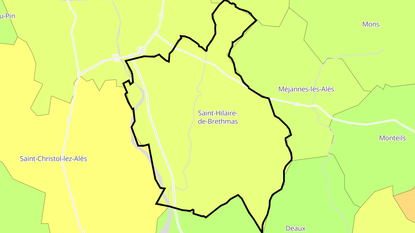 Carte des prix de l'immobilier Saint-Hilaire-de-Brethmas