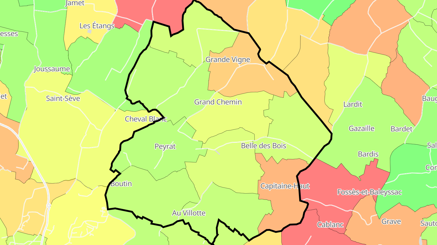Carte des prix de l'immobilier Saint-Hilaire-de-la-Noaille