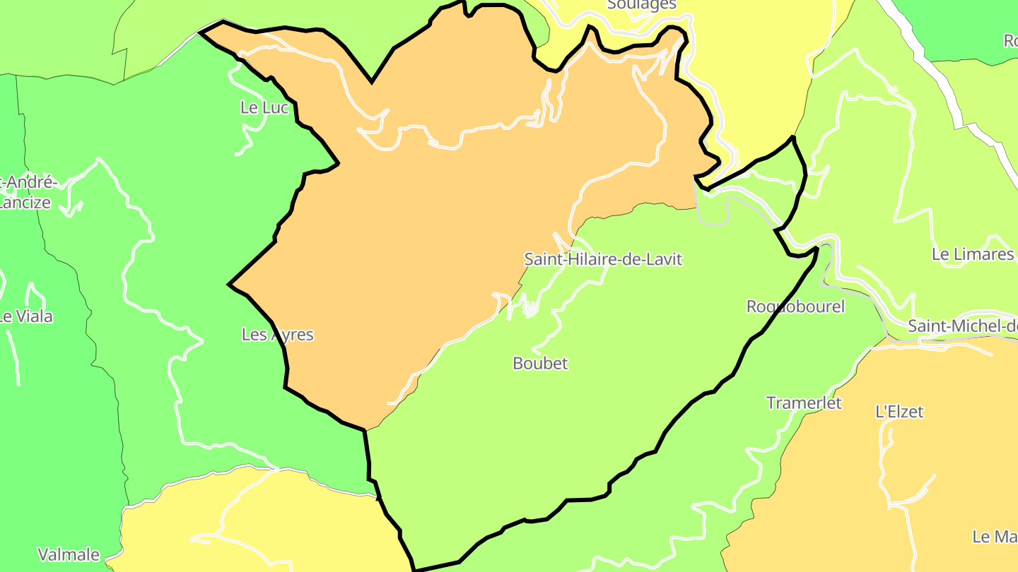 Carte des prix de l'immobilier Saint-Hilaire-de-Lavit
