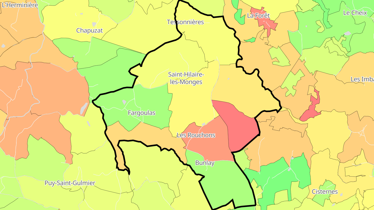 Carte des prix de l'immobilier Saint-Hilaire-les-Monges