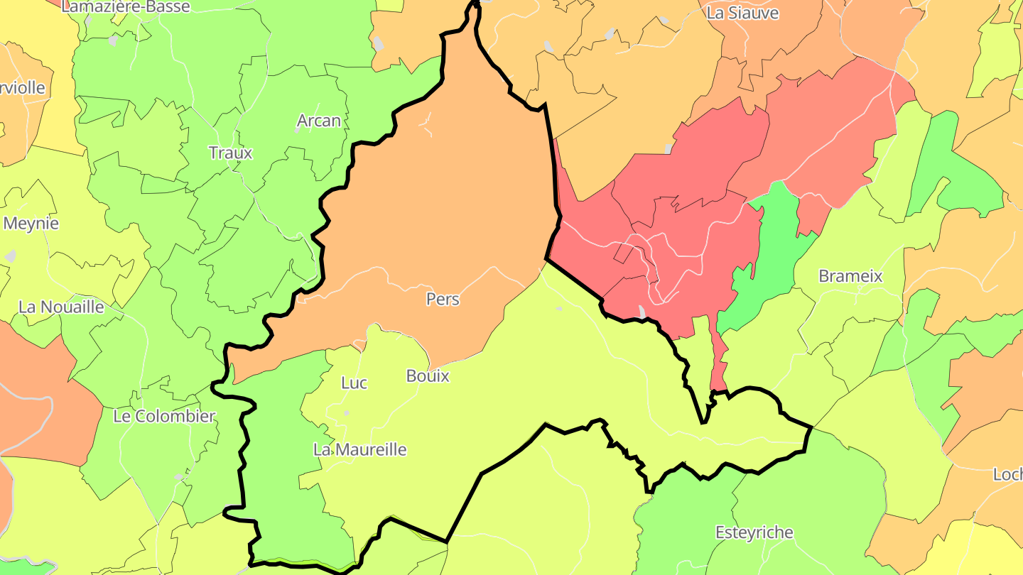 Carte des prix de l'immobilier Saint-Hilaire-Luc