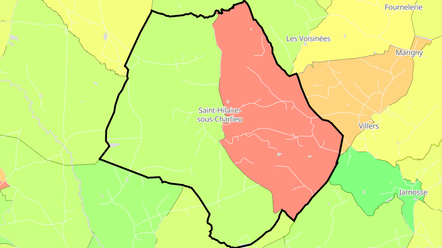 Carte des prix de l'immobilier Saint-Hilaire-sous-Charlieu