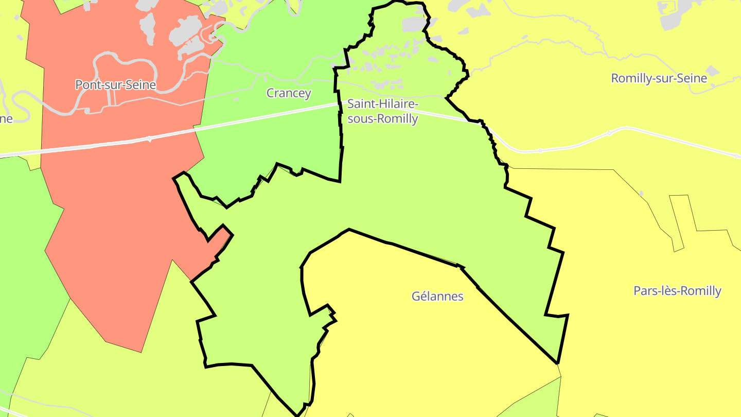 Carte des prix de l'immobilier Saint-Hilaire-sous-Romilly