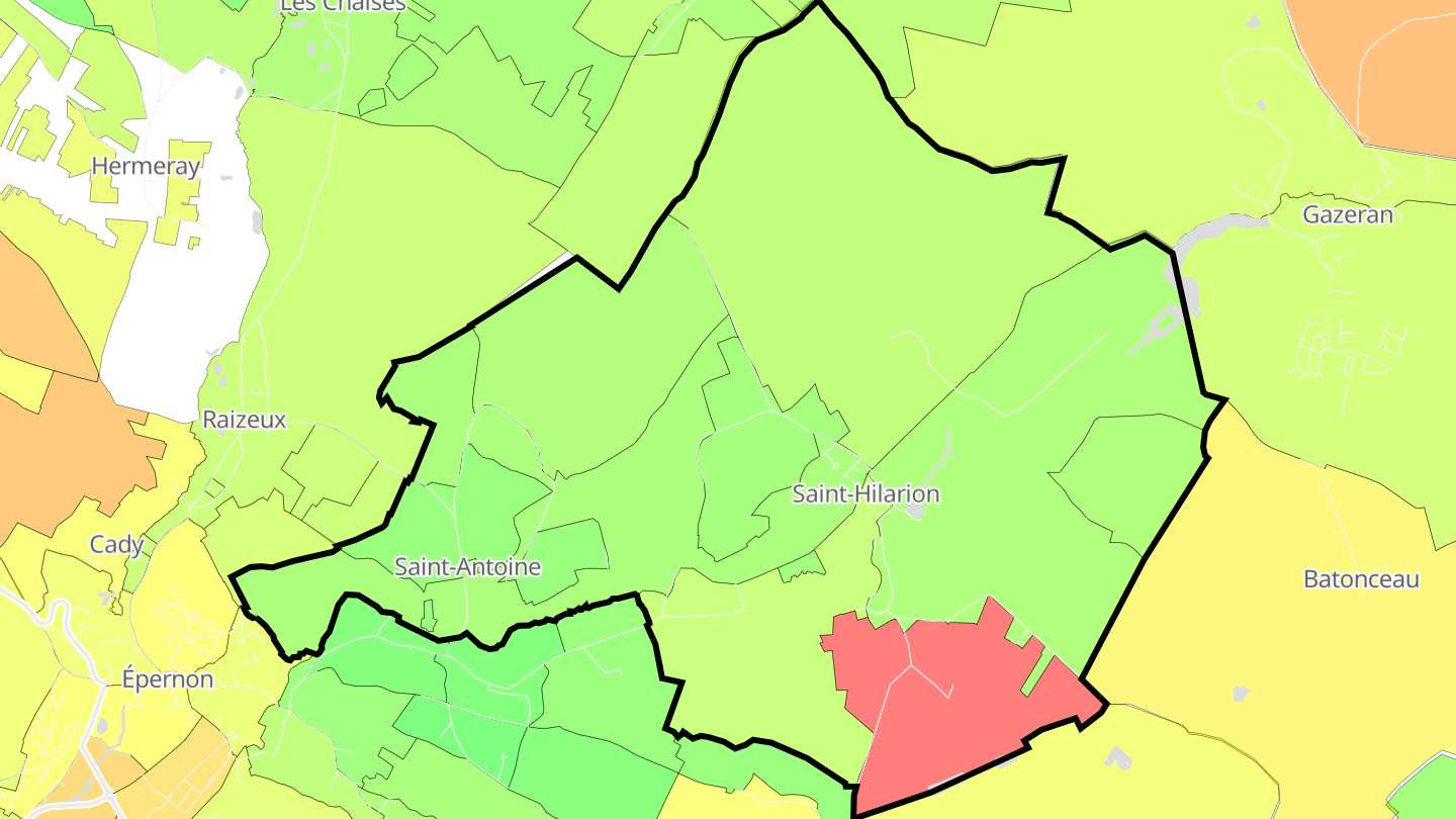 Carte des prix de l'immobilier Saint-Hilarion
