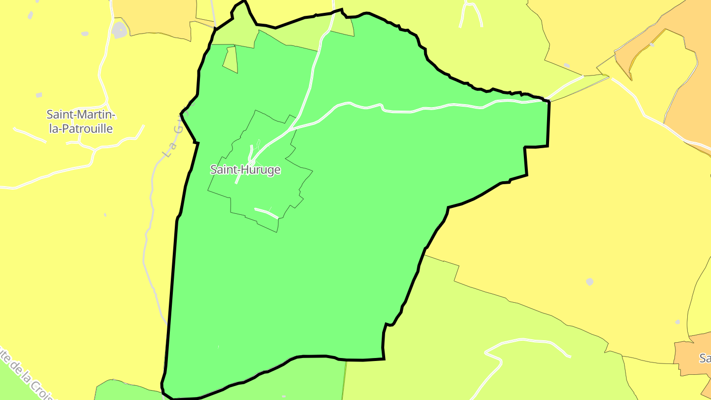 Carte des prix de l'immobilier Saint-Huruge