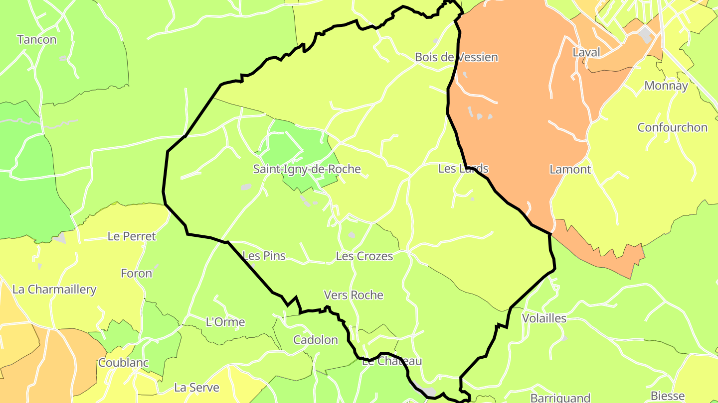 Carte des prix de l'immobilier Saint-Igny-de-Roche