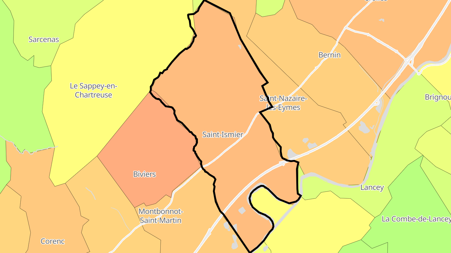Carte des prix de l'immobilier Saint-Ismier