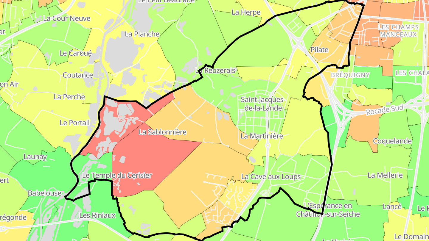 Carte des prix de l'immobilier Saint-Jacques-de-la-Lande