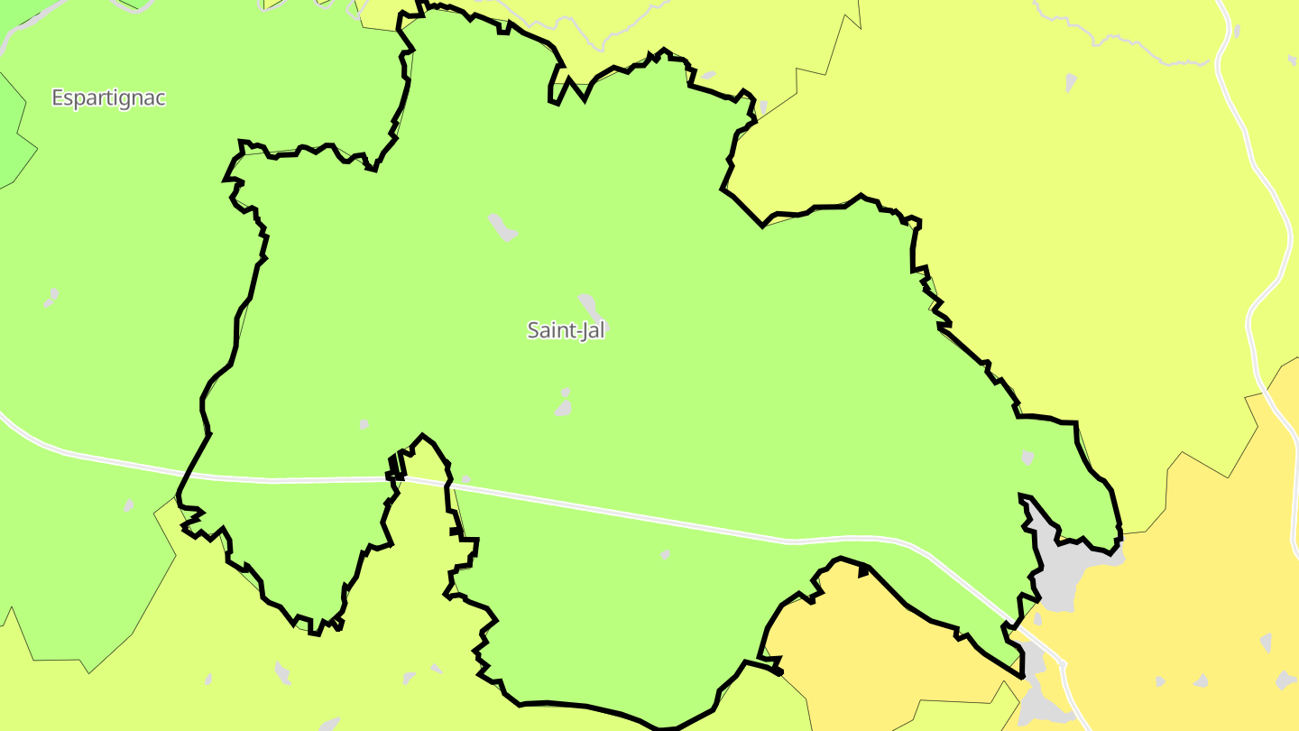Carte des prix de l'immobilier Saint-Jal